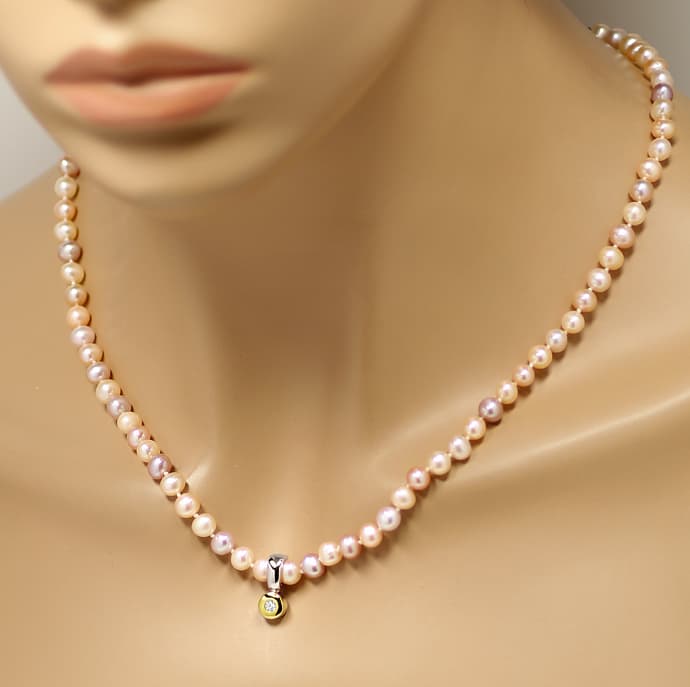 Foto 4 - Brillant 0,10ct Clipanhänger mit Multicolor Perlenkette, R8805