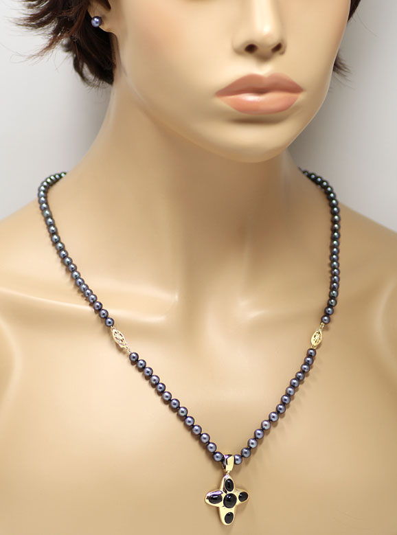 Foto 8 - Perlen Set Kette mit Clip Anhänger Armband und Ohrringe, R9120