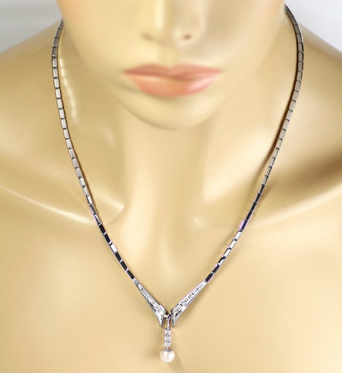 Foto 5 - Elegantes Weißgoldcollier Perle und Diamanten, S2943