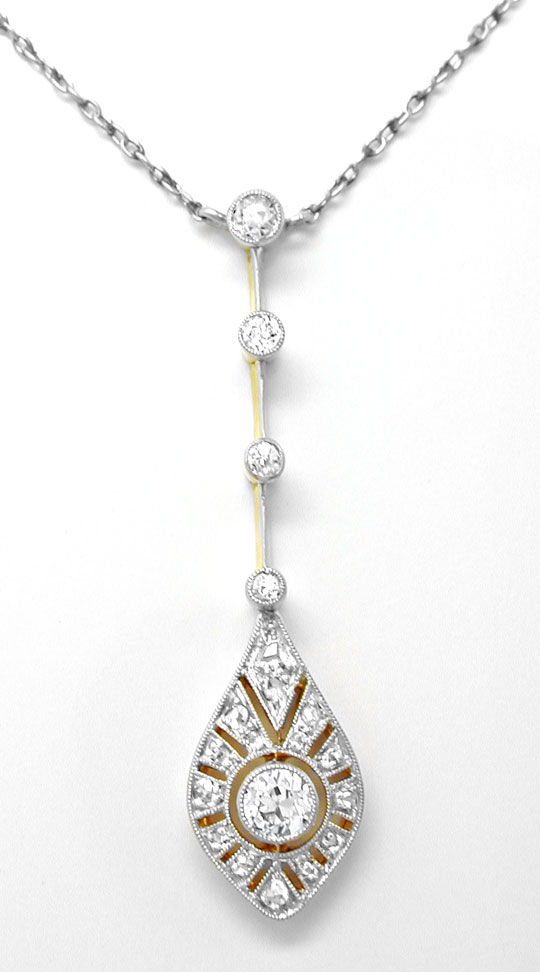Foto 2 - Antikes Diamant-Collier Spitzensolitär, S8588