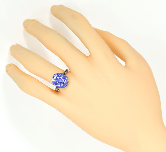 Foto 4 - Jugendstil Ring mit Verneuil Safir und florale Gravuren, S9319
